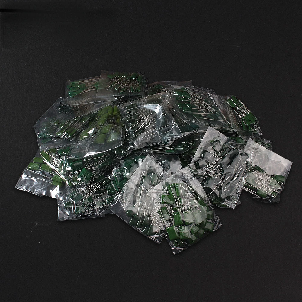 150/180/620PCS Polyester Film Capacitor Kit 100V 0.33NF-470NF 1nF 1.5nF 2.2nF 100nF 2A102J 2A333J 2A222J 2A392J 2A332J 2A822J