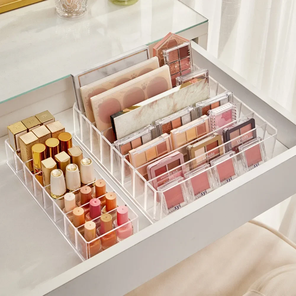 Compartments Storage Box Clear Plastic Makeup Cosmetic Stand Holder Lipstick Eyeshadow Blush Palette Organizer New