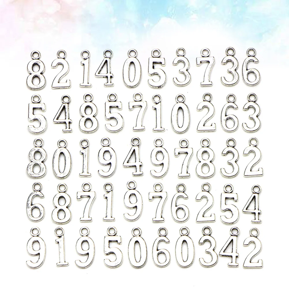 

50pcs Number 0- Charms Set For Diy Jewelry Making Craft Projects Bracelet Necklace Keychain Pendant Accessories