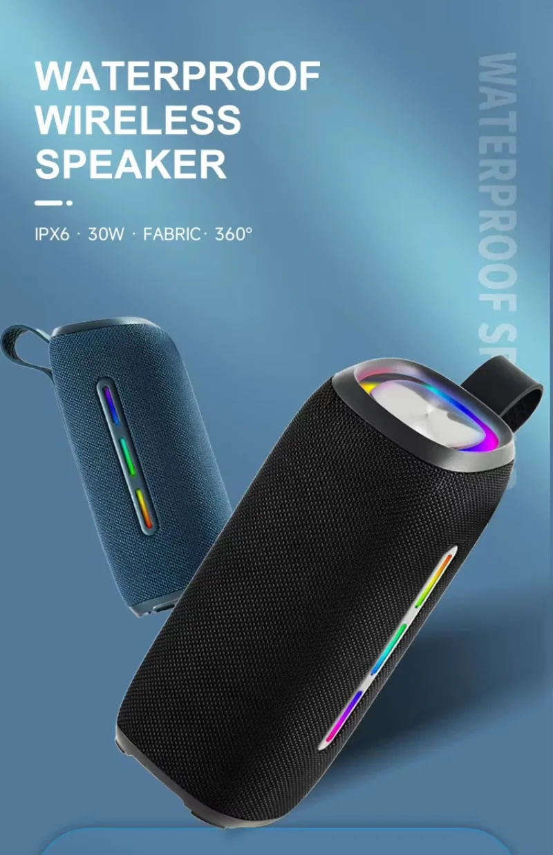 

Умная водонепроницаемая Bluetooth-колонка 30 Вт с RGB-подсветкой, супербасом для улицы, 2 шт.