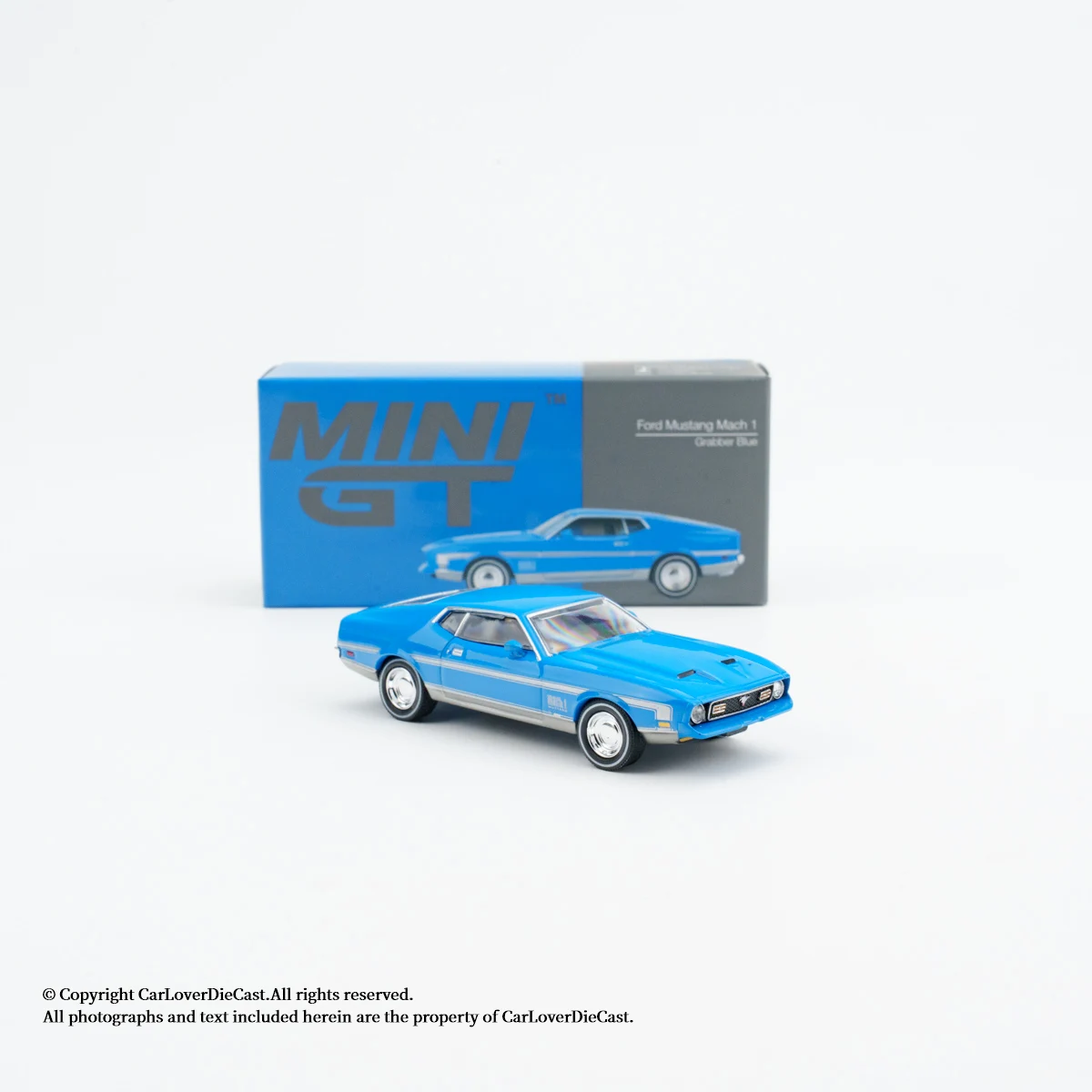 

MINI GT 1:64 Ford Mustang Mach 1 Grabber Blue Alloy Die Cast Car Model Collection Gift