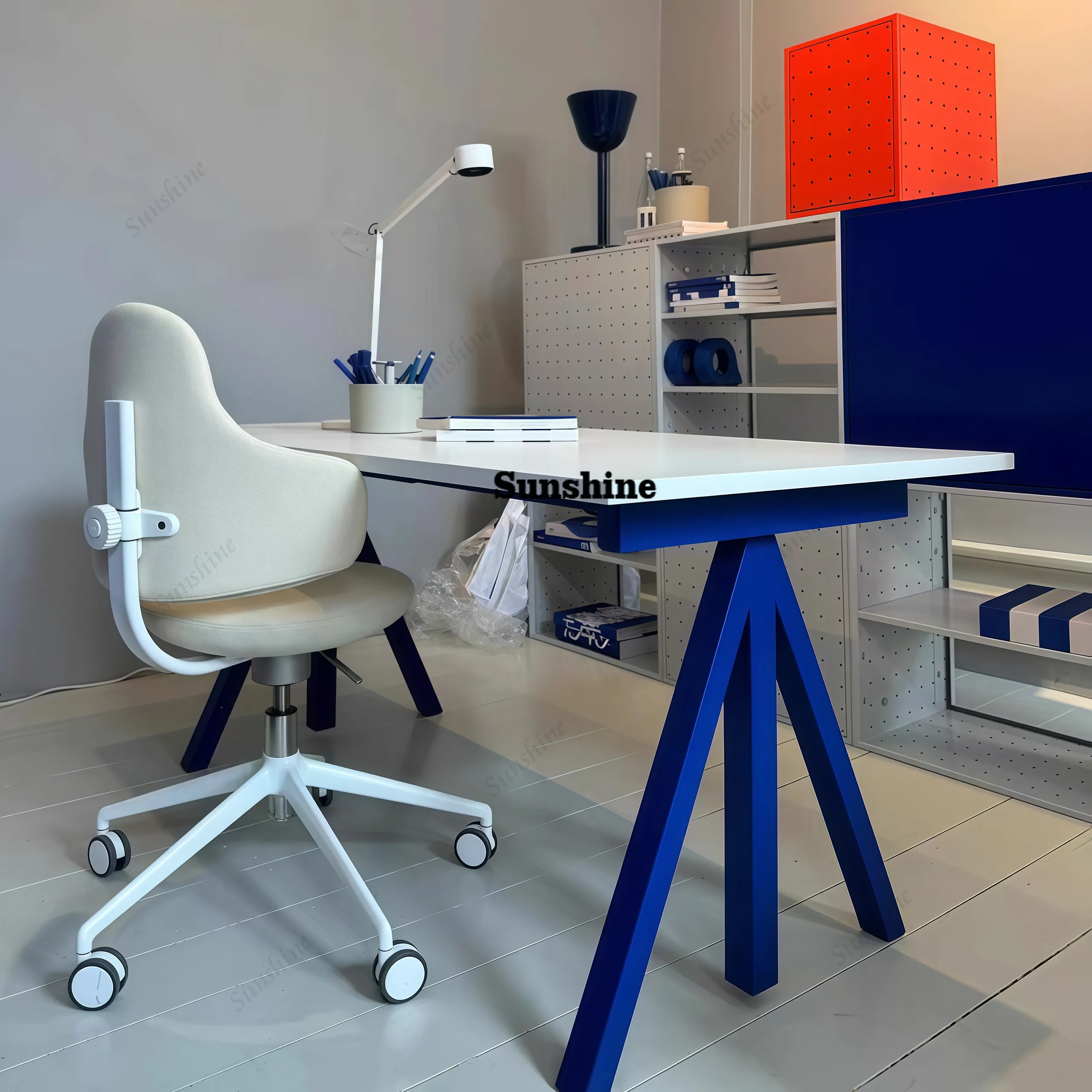 Minimalist color solid wood paint square desk household small apartment modern workbench