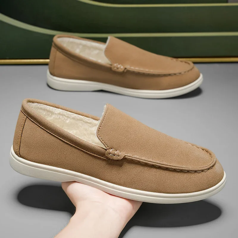 

Warm Fur Men Casual Shoes Fashion Lazy Shoes Male Breathable Slip-on Mens Suede Comfortable Loafers Moccasins Driving Shoes