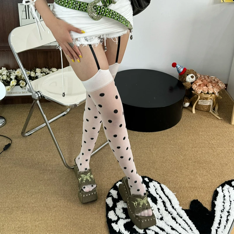 

Dot Thigh High Stockings Womens Y2K Girls Suspender Long Over Above Knee Socks Cosplay Lolita Harajuku Thigh High Sexy Pantyhose