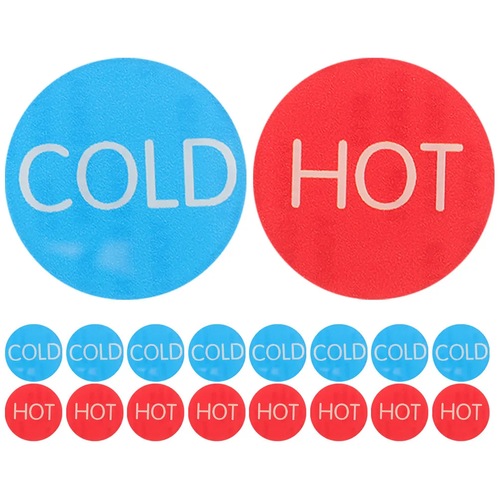 15Pairs Water Faucet Indicator Signs Acrylic Hot Cold Stickers Clear Hot Cold Labels for Hotel Bathroom Kitchen Sink Restroom