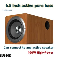 IBass Wooden Active Subwoofer 6.5-inch Pure Bass Speaker Home Theater 100W High-power Superbass Boombox  for Echo Wall/TV/PC