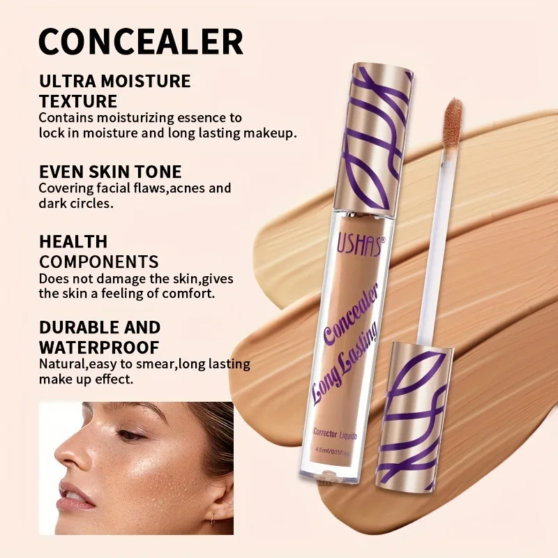 6-color Cream Concealer Waterproof Liquid Concealer Foundation Cream Lasting Makeup Natural Brightening Moisturizing Whitening