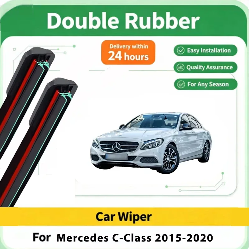 For Mercedes C-Class W205 CLA-Class C117 2015-2020 Windshield Window Wiper Blades 2PCS Front Windscreen Car Replacement Accesso
