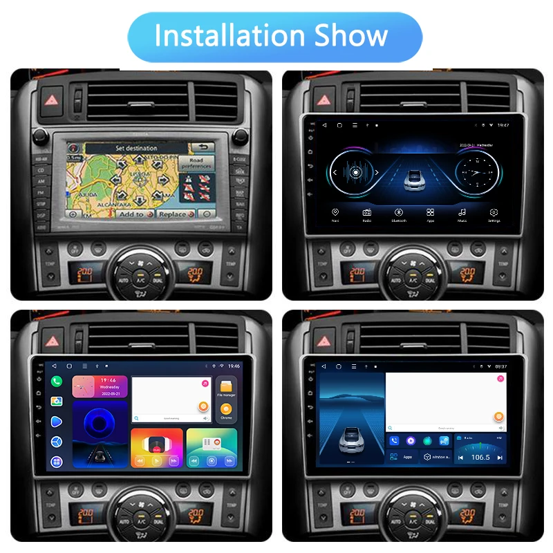 Pemutar DVD Android 9 inci kontrol suara, untuk Toyota Verso 2009-2018 GPS Stereo 360 kamera dengan kipas colling, radio otomatis