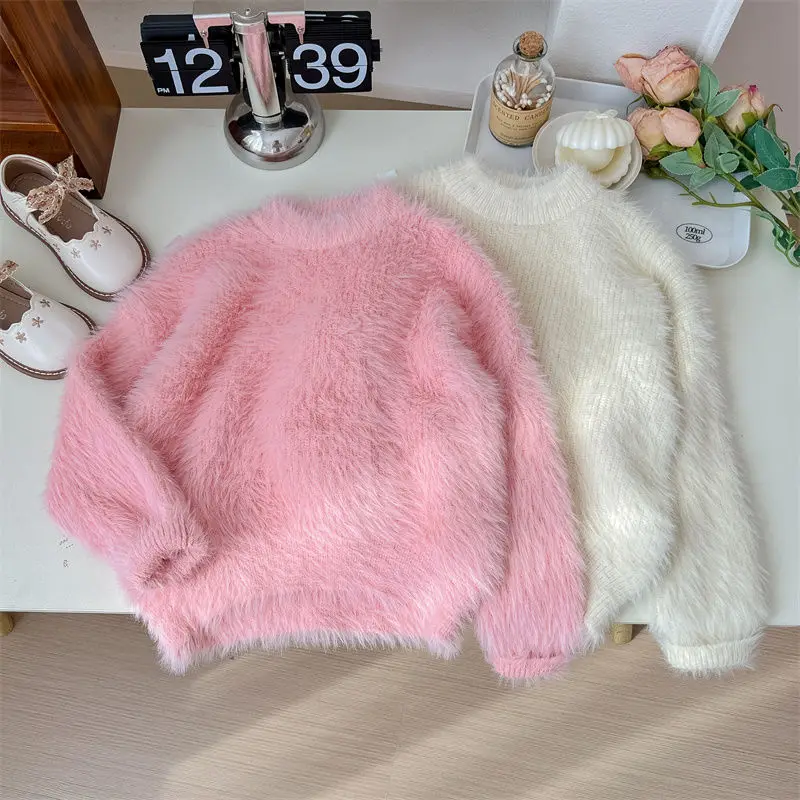 fur sweater pullover for autumn and winter baby knitted inner layer shirt children\'s autumn and winter top