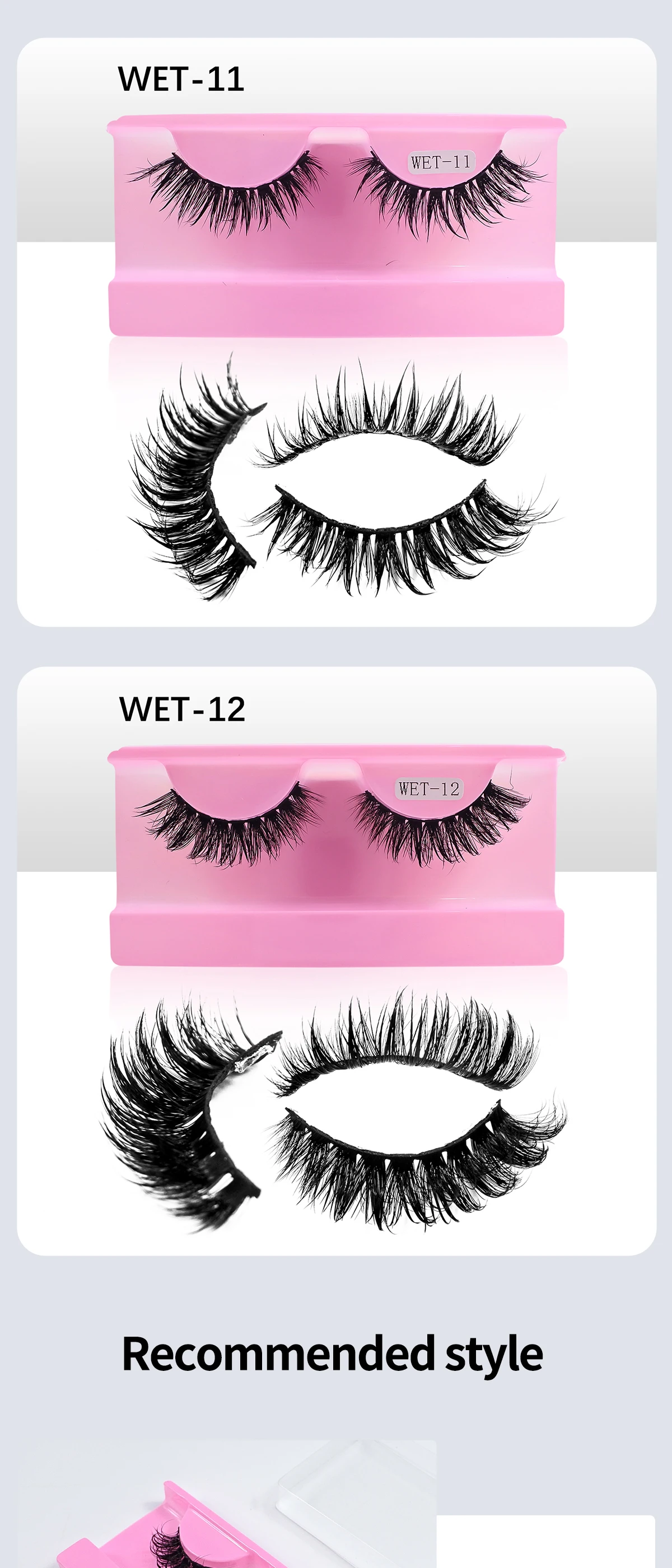 Neue Wet Spikey Lashes Make-up D-Curl Russische Streifen-Wimpern, Künstliche Wimpern für Cosplay, Natürliche Volle Streifen-Wimpern – Detail 7