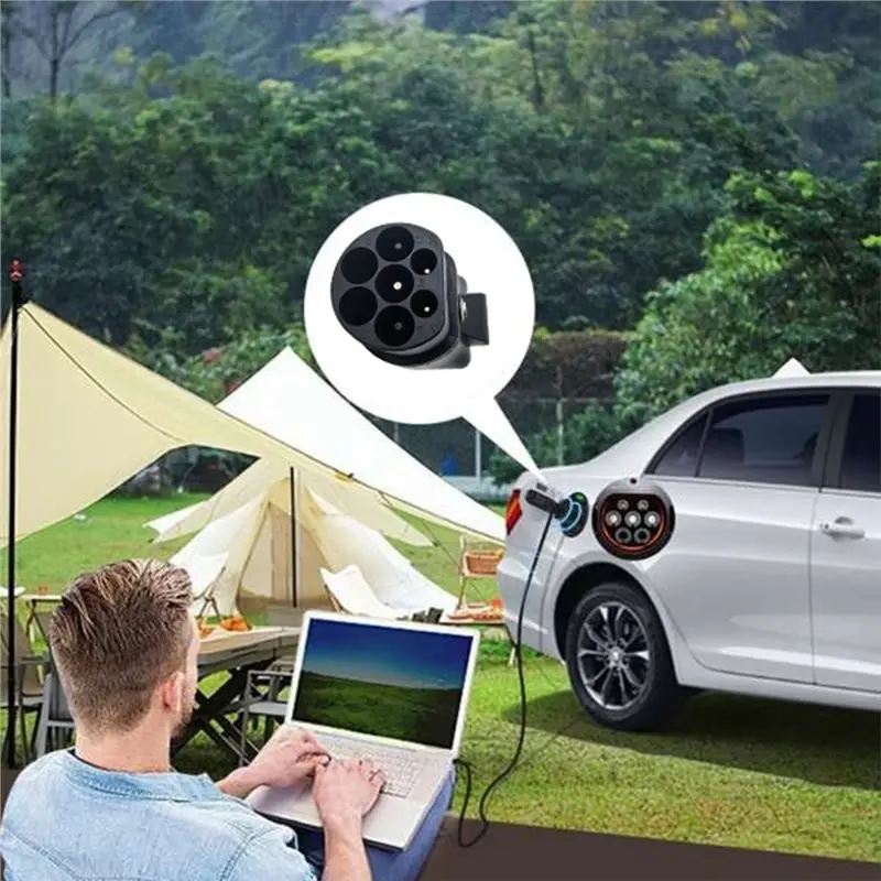 A98M Type2 V2L Portable Discharger EV Conversion Schuko Socket Electric Vehicle Discharge With Switch No LED For Camping 220V EU