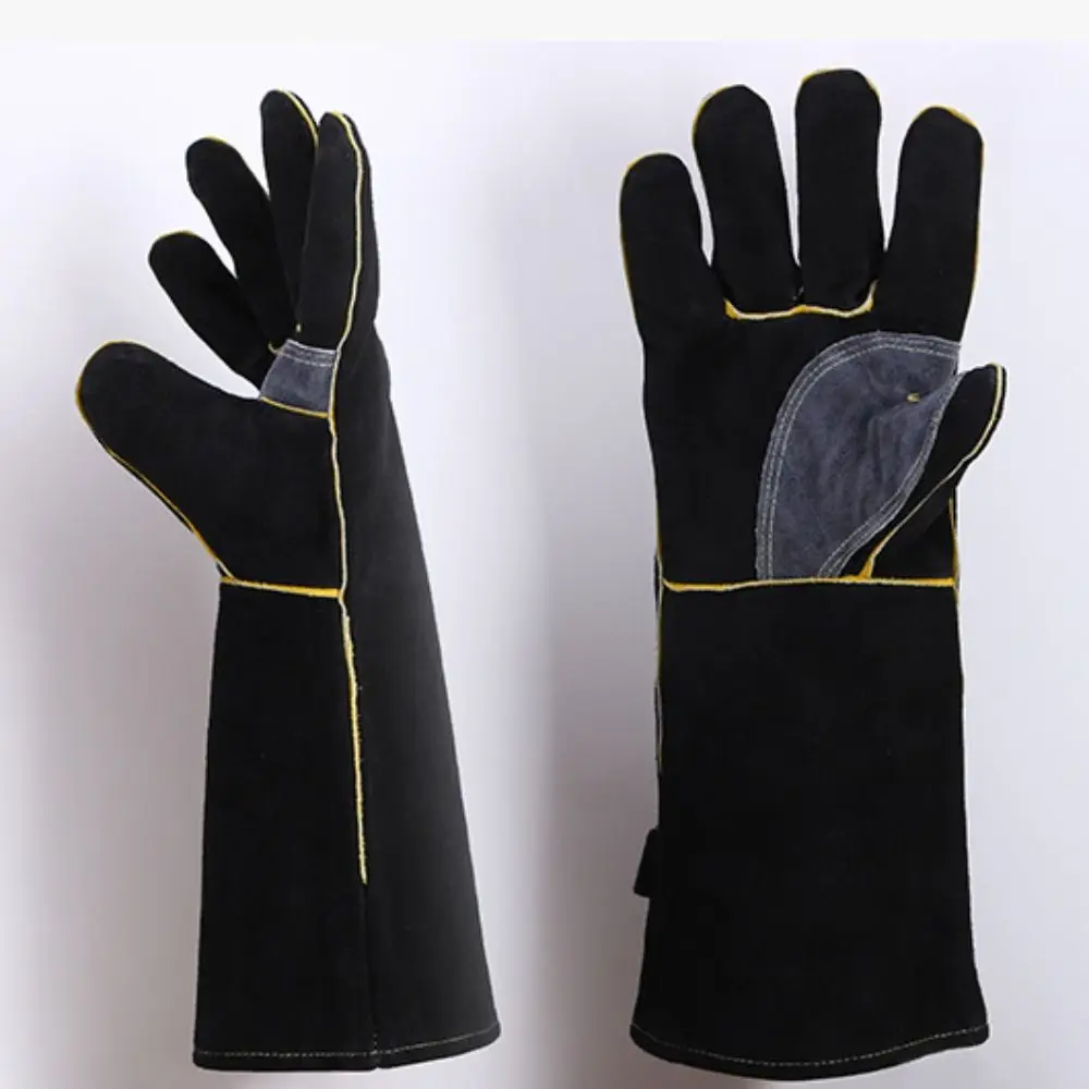 Leather Heat Resistant Gloves Heat Insulation 14/16 Inch Welding Gloves High Temperature Resistance Oven Gloves Welding Work