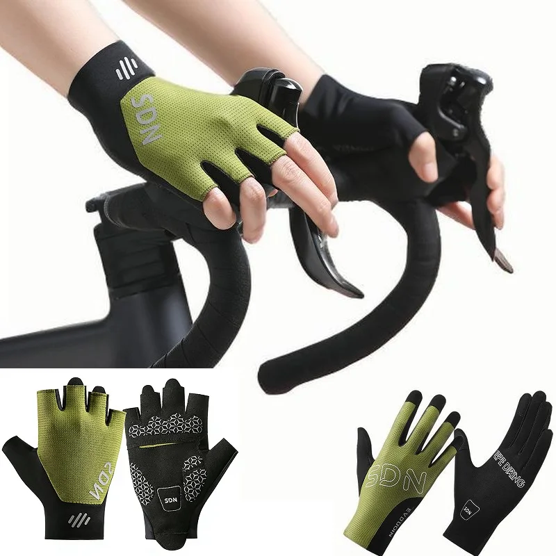 

Summer cycling half finger gloves, anti slip, shock-absorbing, breathable, outdoor fishing, sports, road mountain bike gloves