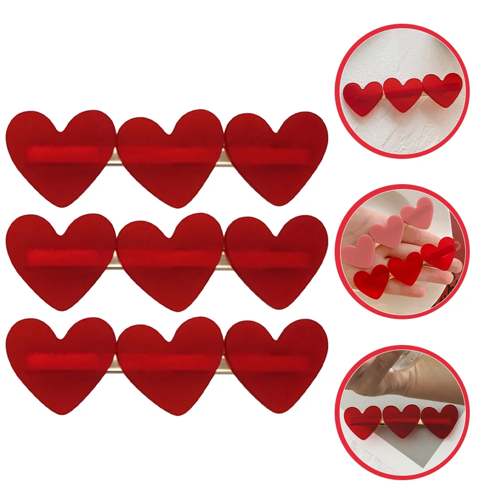 

3 Pcs Love Hairpin Romantic Clips Clamp Alligator Charming Accessories for Girls Heart Hairpins Alloy Barrettes Eye-catching