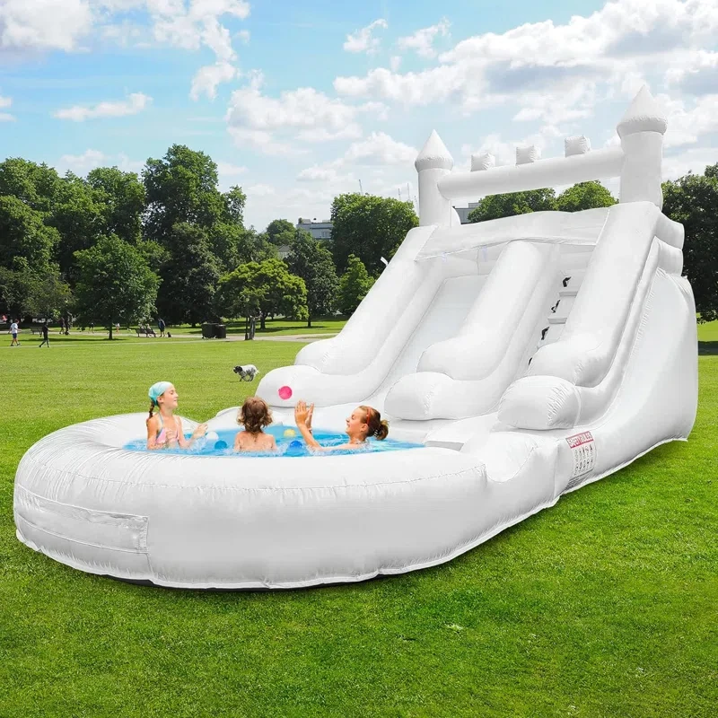 PVC White Grade Commercial Inflatable Water Slide With Splash Pool For Kids Adults Party Rental Equipment Summer Outdoor Game