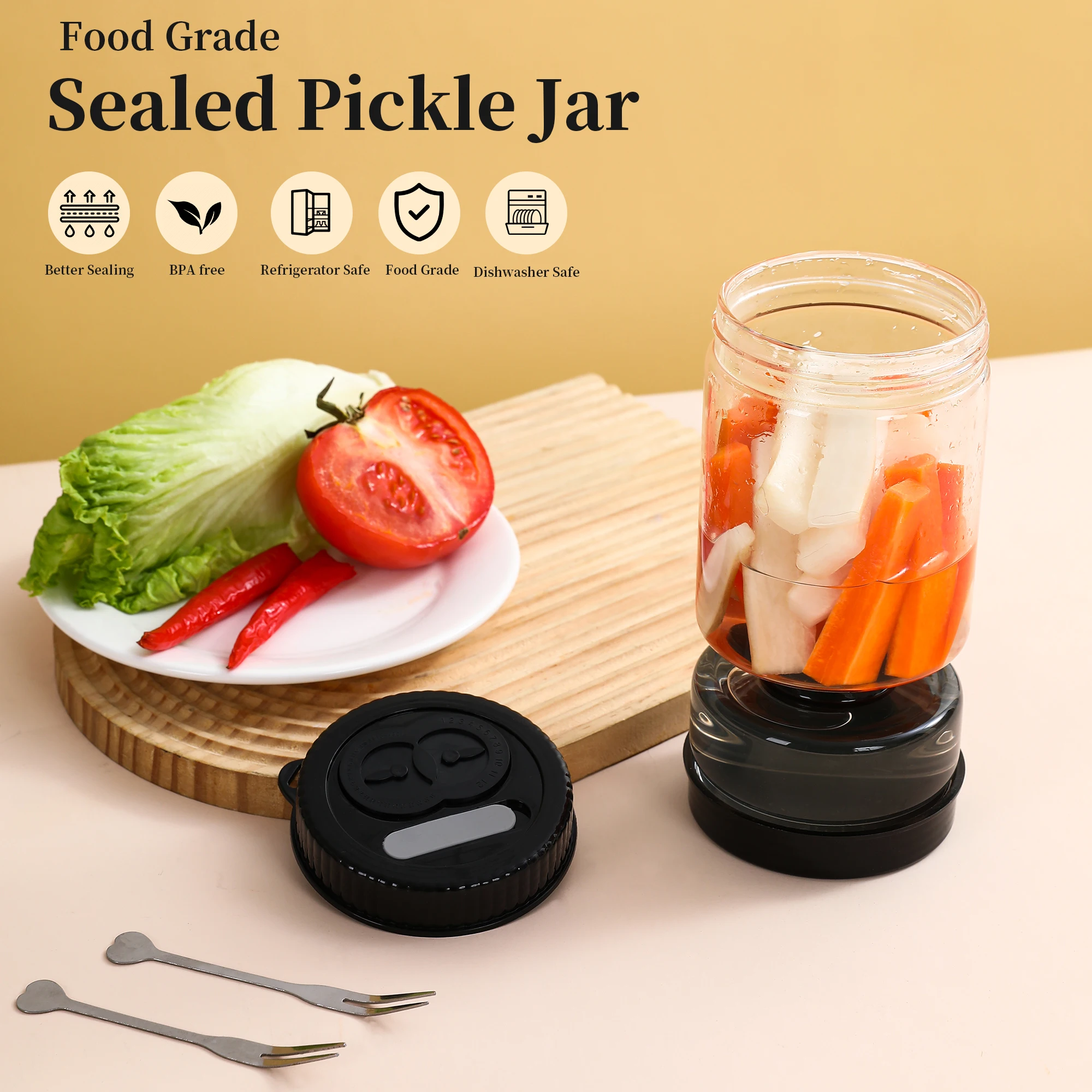 Tarro colador de oliva y pepinillos de vidrio, recipiente de aceitunas, tarro de reloj de arena con colador, contenedor de pepinillos abatible para almacenamiento hermético de alimentos