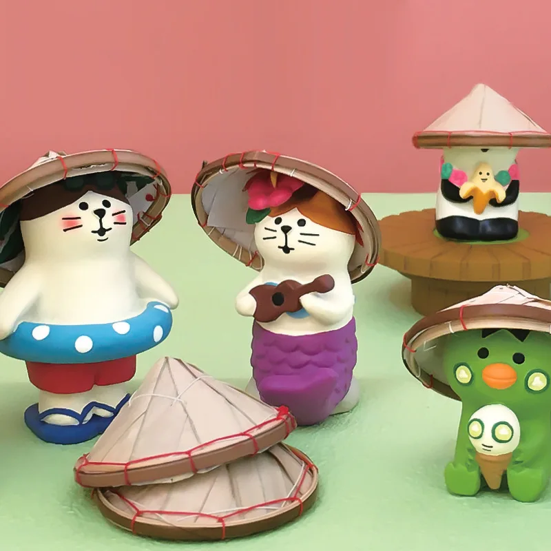 شخصيات حركة قطة ألعاب مصغرة ، أزياء إبداعية ، داخل السيارة ، زخرفة راتنج سطح المكتب ، إكسسوارات هدية ، سلسلة جزيرة صيفية