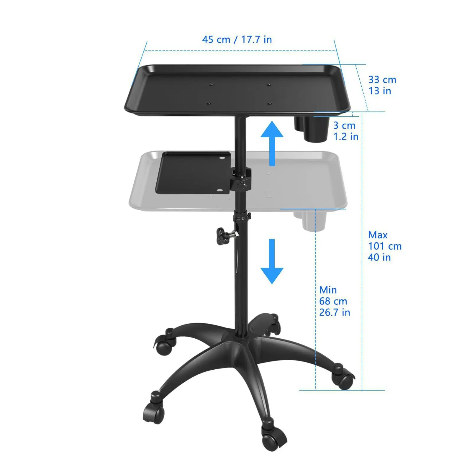Rolling Hairdressing Trolley 2 Tier Mobile Cart for Salon Equipment Stylist Barber Shop Workstation