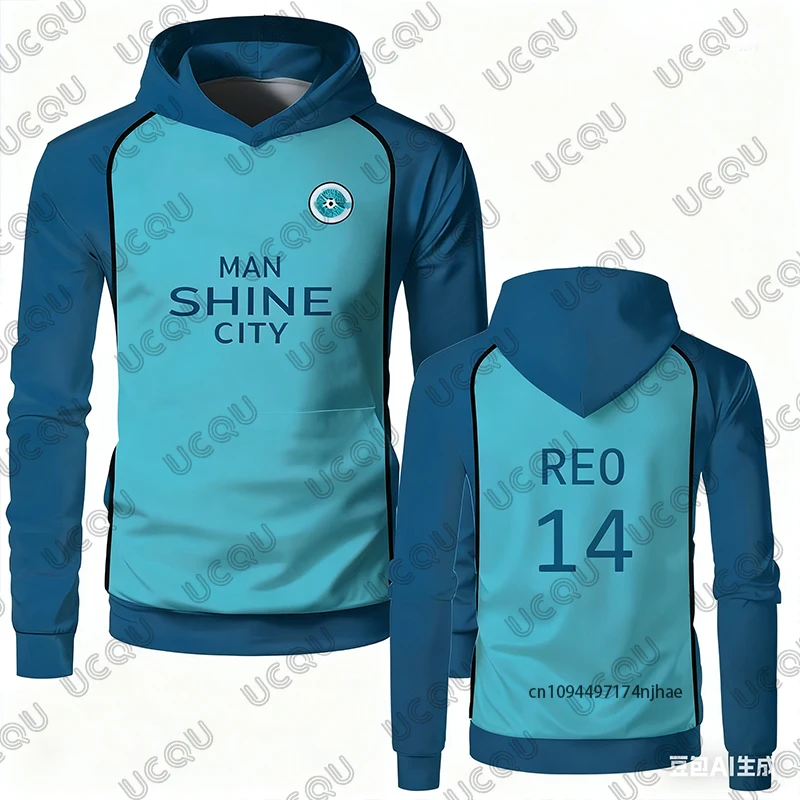 الأزرق قفل ناجي رجل تألق مدينة الرجال النساء هوديس انمي ياباني تأثيري كرة القدم جيرسي عادية كم طويل البلوز القمم الرياضية