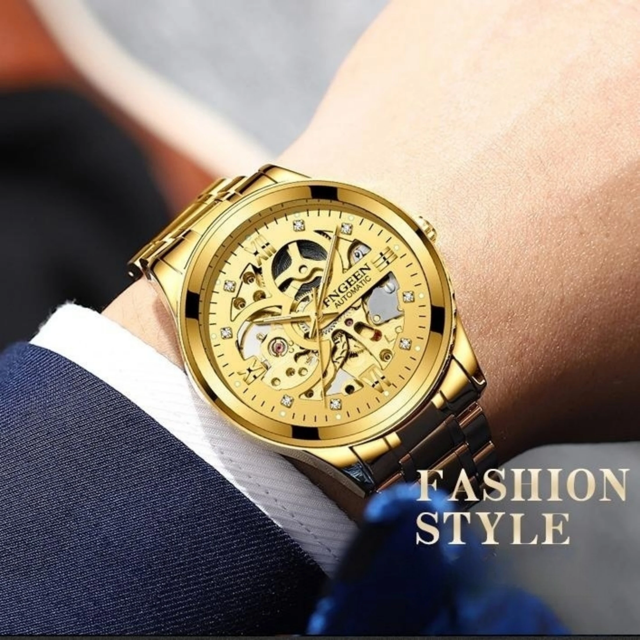 Fully Automatic Mechanical Watch Business Watch 30M Waterproof Hollow Skeleton Tourbillon Stainless Steel Mechanical Watch Gift