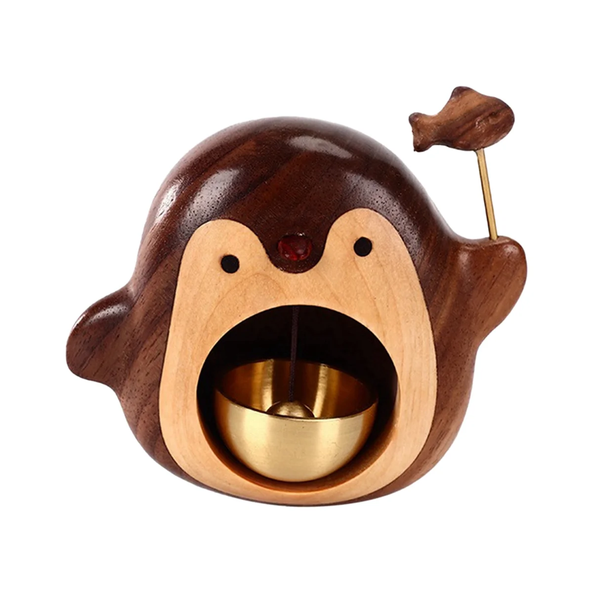 

A96Q-Wooden Doorbell, Black Walnut Wind Chimes, Bronze Bells, Penguin Series, Home Decoration Gifts.