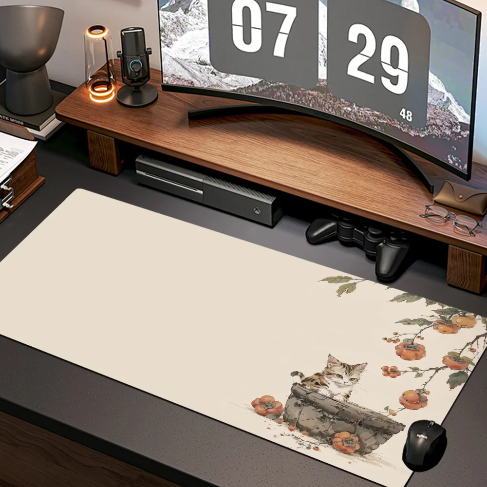 Chinese Ink Style Cat Mousepad Anime Xxl Company Notebook Gamer Computer Table Gaming Accessories mat Desk Mat Laptop Pad Carpet