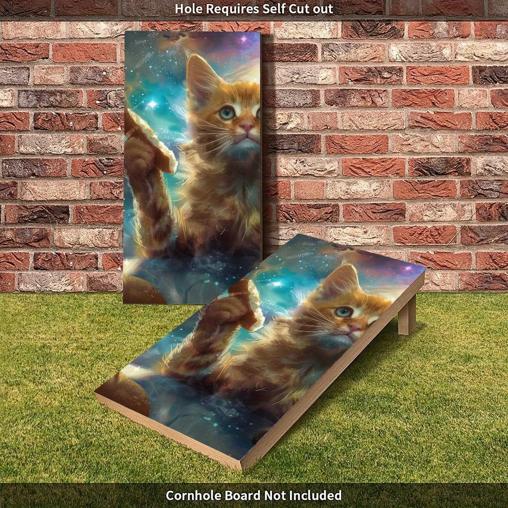 ملصق مغامرة القط الكوني، ملصق رمل فينيل مسطح ثنائي الأبعاد - صديق للميزانية وقيمة عالية، خالي من الفقاعات وسهل اللصق، وات #3