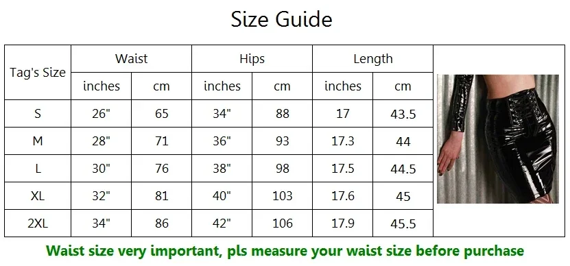 Vocole Women\'s Summer Fashion Zip PVC PU Leather Pencil Mini Skirt Lace Up