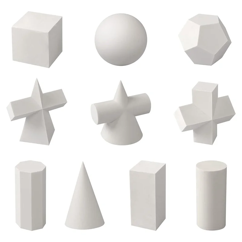 A91P 10Pcs 3D Geometry Sketch Drawing Model Gypsum Geometry Mold Sketch Mold For Shadow Drawing 2Inch Mini Mold