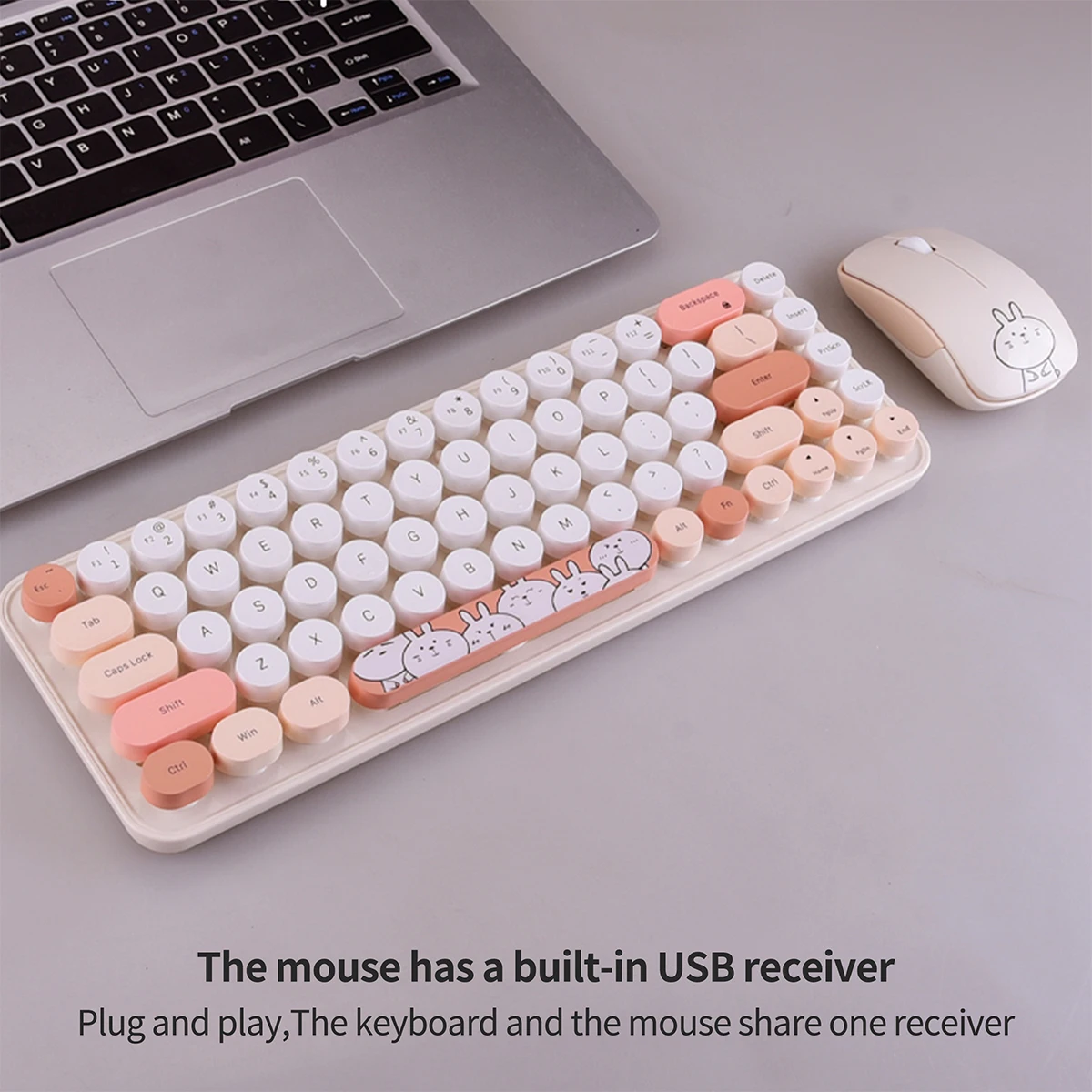 

MOFii Wireless Product with Cute Doll Design Compact Size and Round Keycaps i dol PRO Keyboard and Mouse Set
