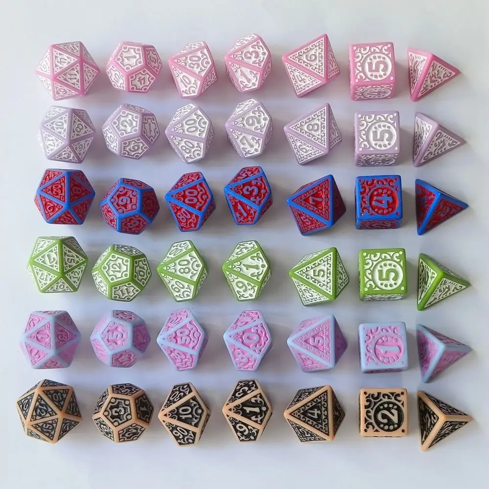 

7 шт./компл. кости для настольной игры DND Dice D4 D6 D8 D10 D12 D20 многогранные игральные кости для вечеринок, акриловые 7-гранные игровые кости для настольных игр, аксессуары