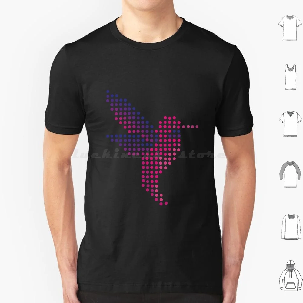 Hummingbird T Shirt Big Size 100% Cotton Hummingbirds Dot White Hummingbird Dot Art Bird Cute Purple