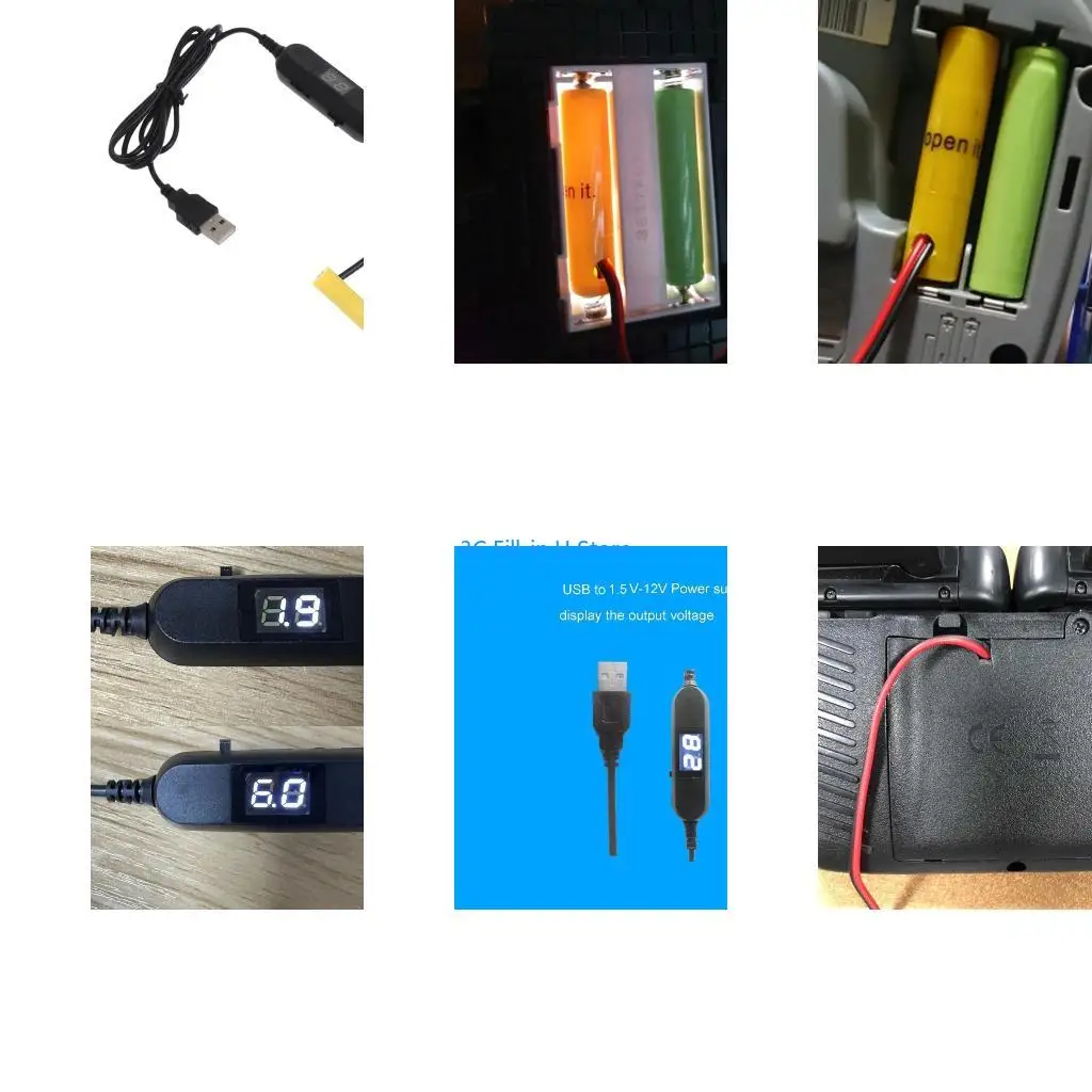 G8TA 1.2M USB to 1.5V-12V LR03 AAA Battery for Clock Remote Thermometer Hygrometer Calculator Electric Toy LED