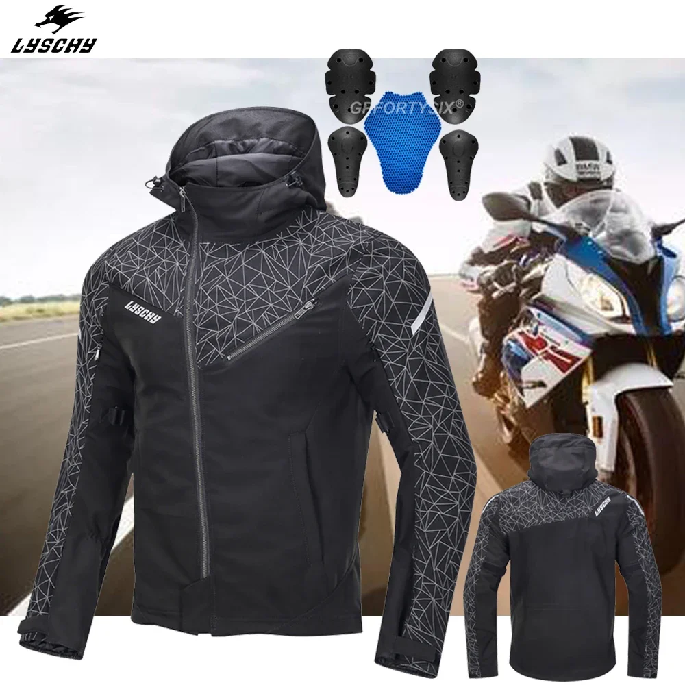 

LYSCHY Motorcycle Jacket Summer Mesh Breathable Moto Suit Protective Gear Jacket men Racing Reflective clothing Motocross Jacket