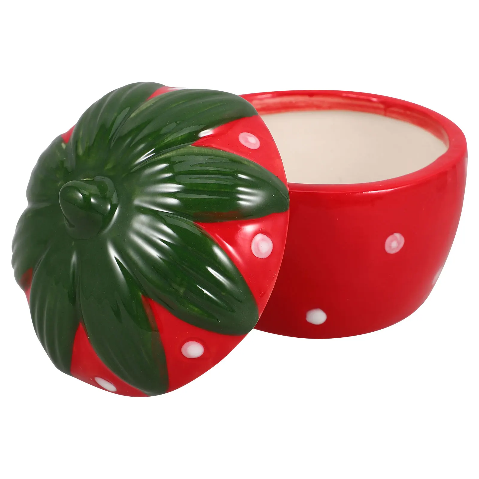 

Strawberry Ceramic Jar Cute Storage Container for Jewelry Kitchen Table Decor Elegant Fruit Shape Box Home Storage ganization
