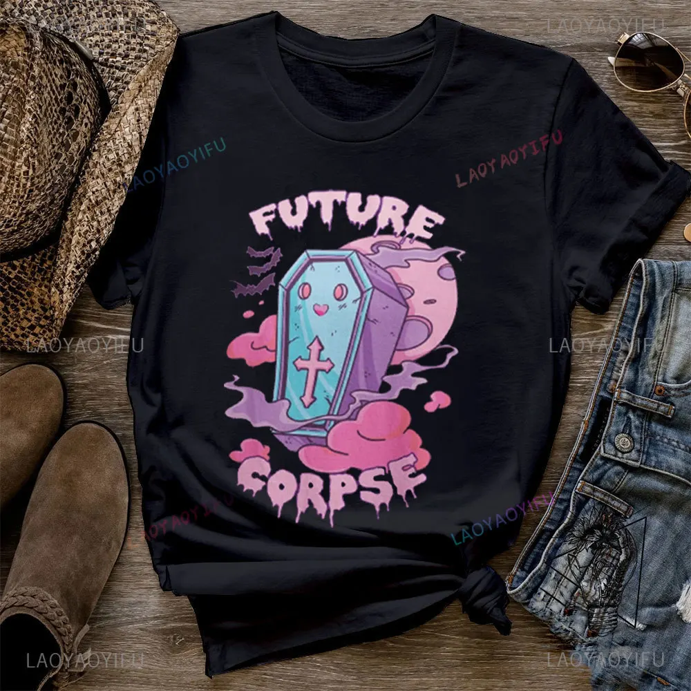 Pastel Goth Coffin Future Corpse Shirt Kawaii Fairy Kei Pastel Grunge Shirt Pink Kawaii Shirt Harajuku tees Halloween Camisetas
