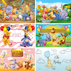 Disney Winnie The Pooh Party Backdrops Kids Baby Shoower Newborn Boys Girls 1st Birthday Photozone Custom Background Decorations