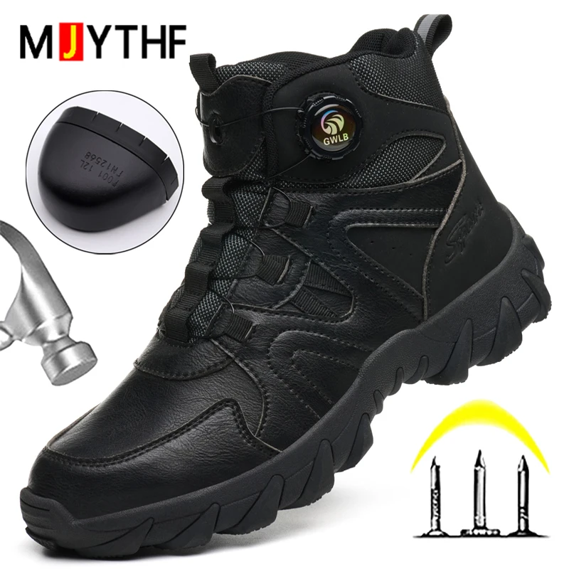 

Мужские ботинки с вращающейся кнопкой, термостойкие рабочие ботинки, обувь со стальным носком, защитные ботинки, неразрушимая обувь, защитная обувь от ударов