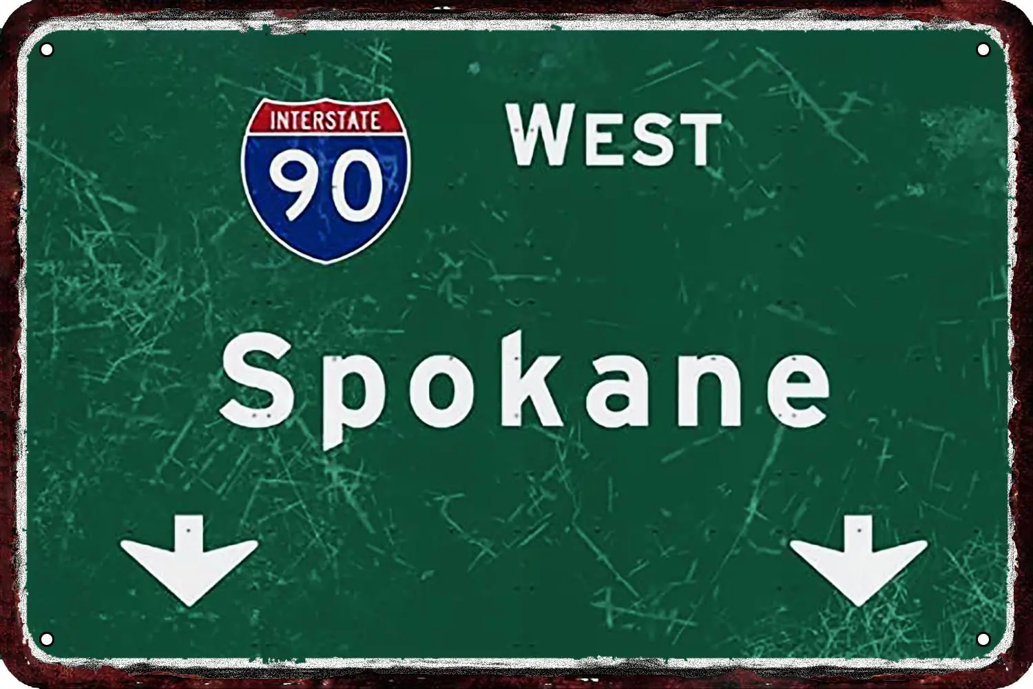 West Spokane Interstate 90 Vintage Metal tin Sign Wall Decor Retro Art Funny Decorations for Home Man Cave bedroom 8x12 Inch