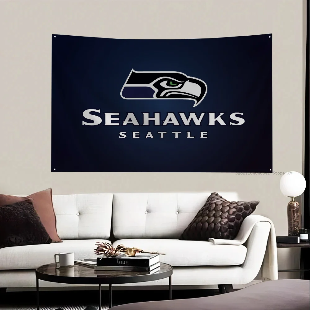 1pc Seattle Seahawks Flag Flags And Banners Four Hole Polyester Outdoor Decor Room Aesthetic