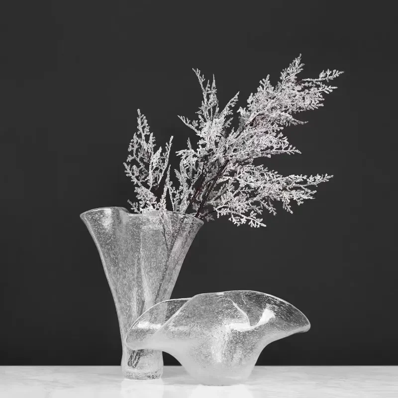 Modern Crystal Glass Vase for Lily Water Flower Arrangement Premium Czech Style Home Decor High End Table Centerpiece Elegant