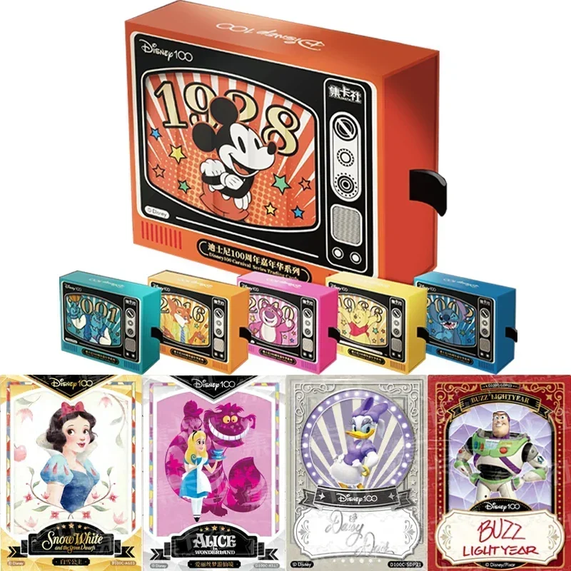 

Disney 100 Anniversary Carnival Series Trading Cards for Children Mickey Friends Zootopia Stitch Bear Collection Card Kids Gifts