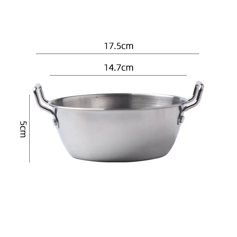 Thickened 304 Stainless Steel Bowl Korean Style Double Ear Ramen Bowl Durable Snack Salad Bowl for Fried Chicken Fries & Salad