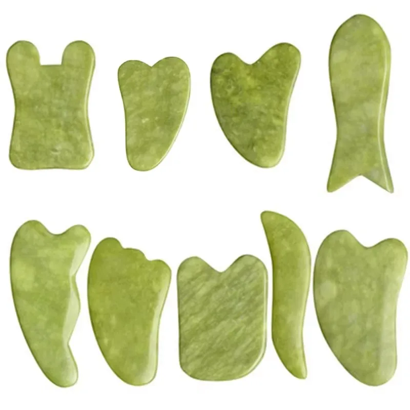 6/9pcs Set Natural Xiuyu Jade Scraping Board Face Gua Sha SPA  Acupuncture Skin Facial Care Treatment Therapy Trigger Point