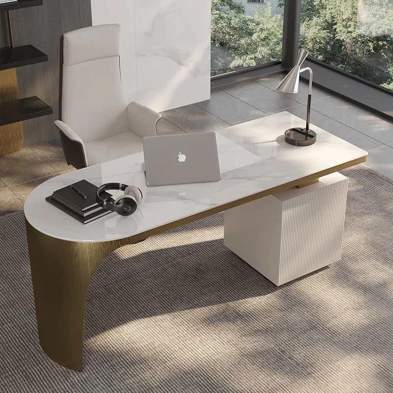 Computer Writing Office Desks Italian Minimalist Rock Plate Light Luxury Office Desks Simple Integrated Furniture Bureau JT40O