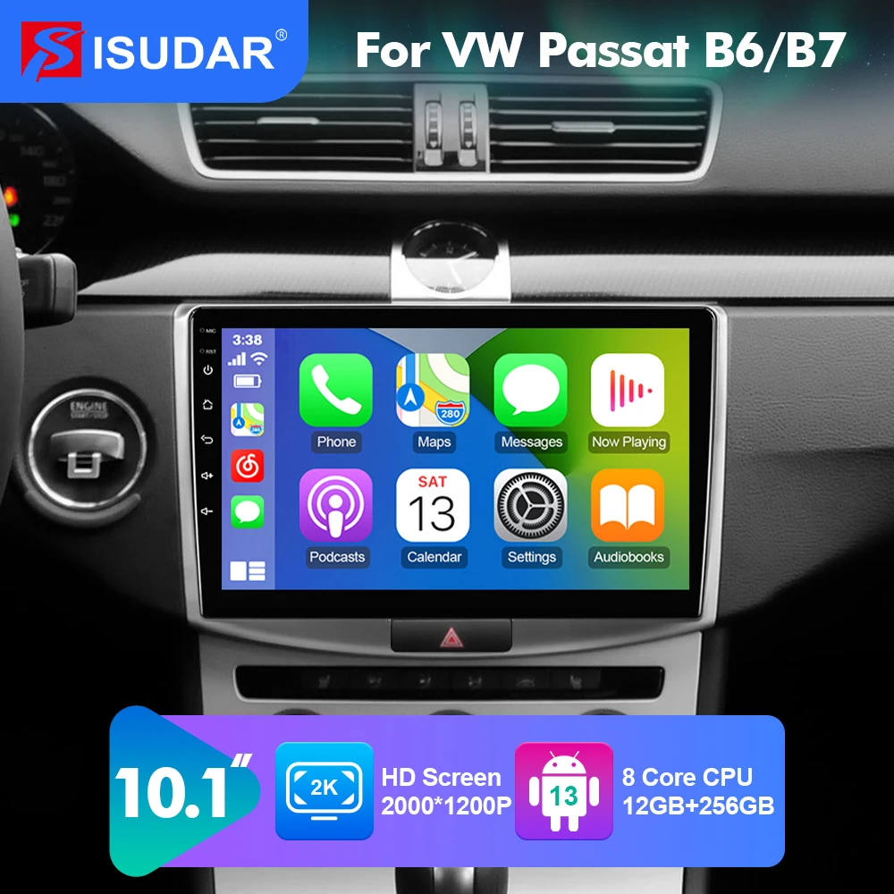 Isudar T78P Android13 Auto Radio Player For VW/Volkswagen/passat b6 b7 CC Car Multimedia 8 Core Carplay Camera 2K screen No 2Din