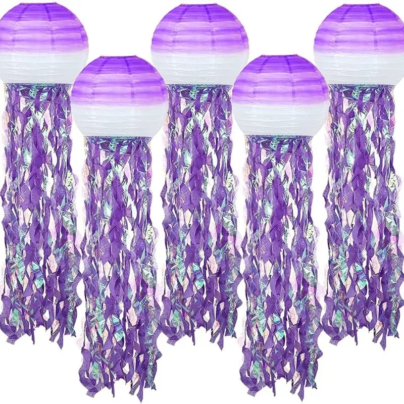 New Top Quality Mermaid Jellyfish Ocean-Themed Decorative Party Paper Lanterns with Steel Wire for Festive Lighting