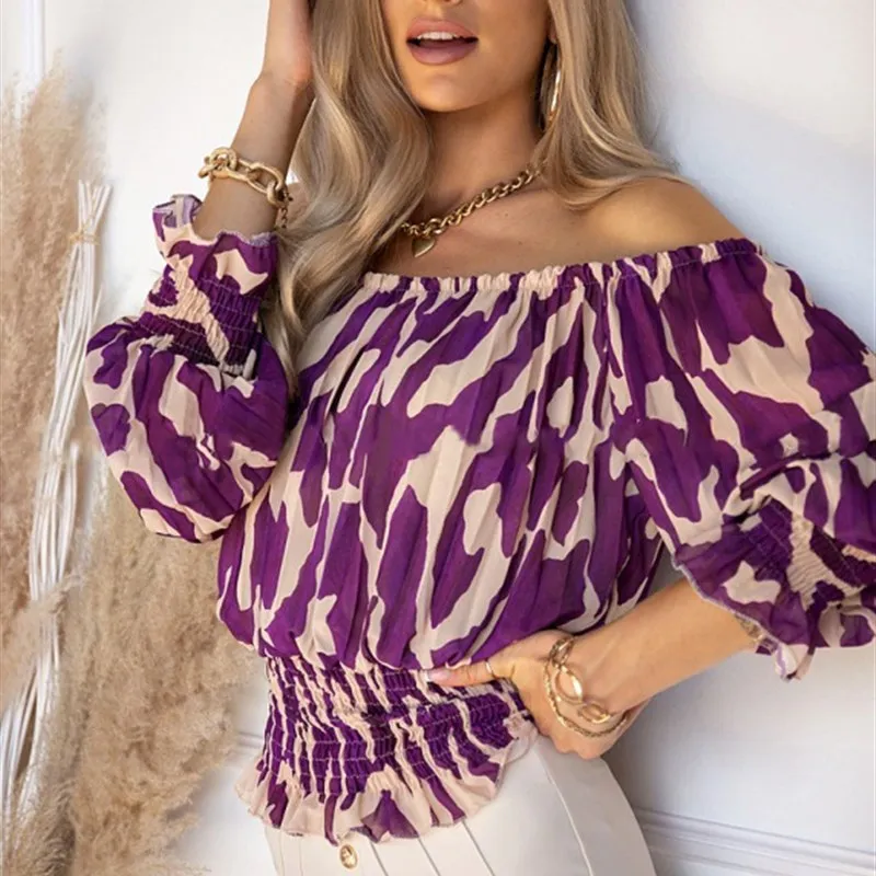 Été 2025 euroaméricain une épaule ample grande taille haut Ele Sle Polyester tissu sept Sve respirant respectueux de la peau