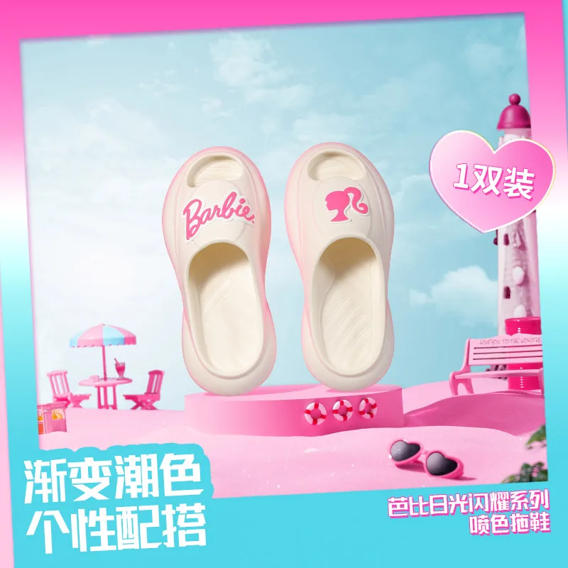 New Barbie Daylight Sparkle Series Slippers Kawaii Cartoon Girl Boy Thick Platform  Indoor Outdoor Beach Flip Flops Sandals Gift